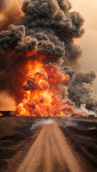Imagem de fundo de uma grande explosão de fumaça em uma estrada 28
