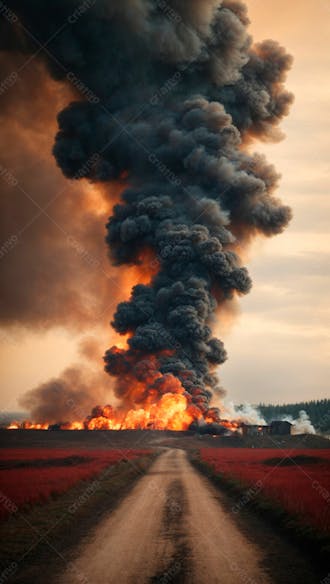 Imagem de fundo de uma grande explosão de fumaça em uma estrada 29