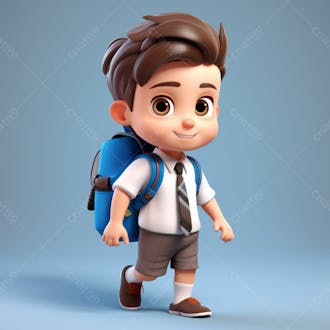Um garoto com uma mochila nas costas, animação 3d 1