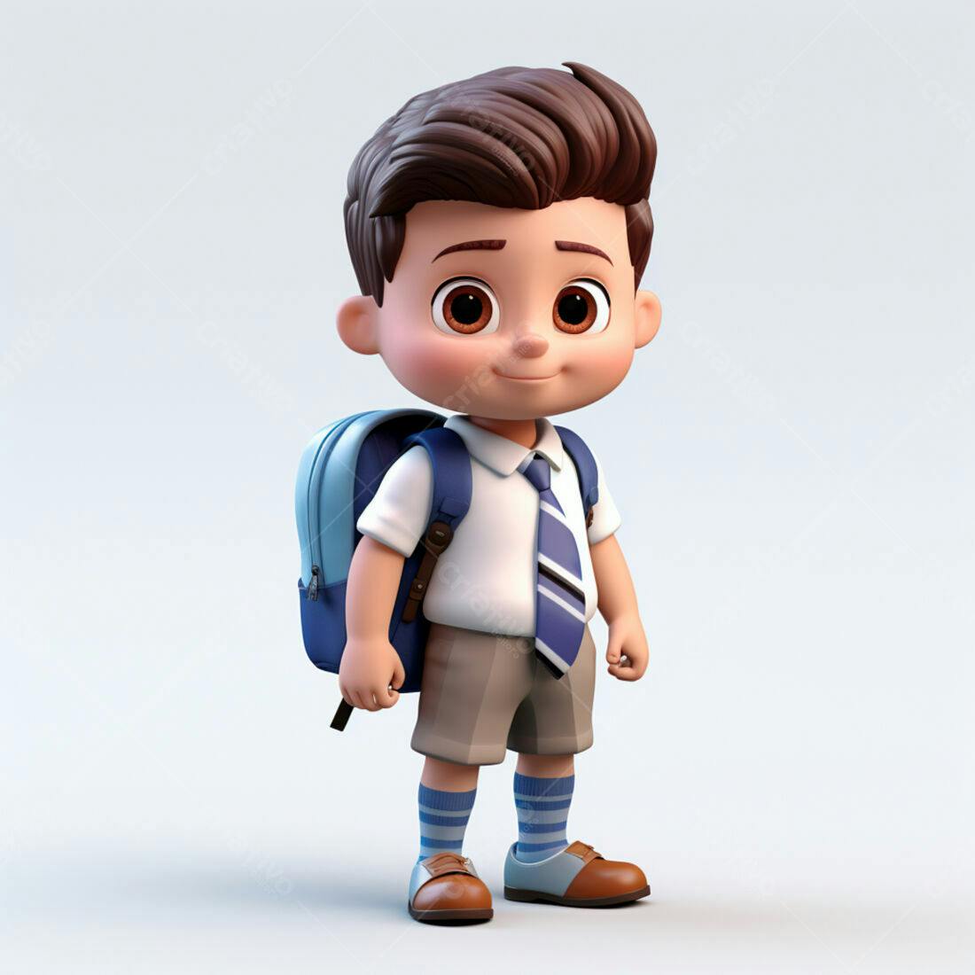 Menino fofo com mochila indo para escola