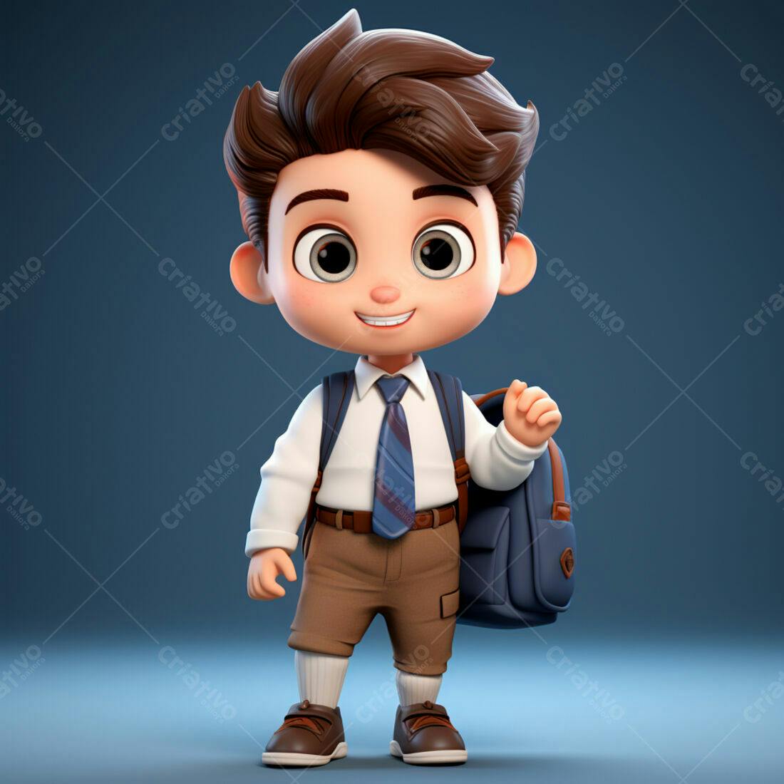 Menino fofo indo para escola com mochila