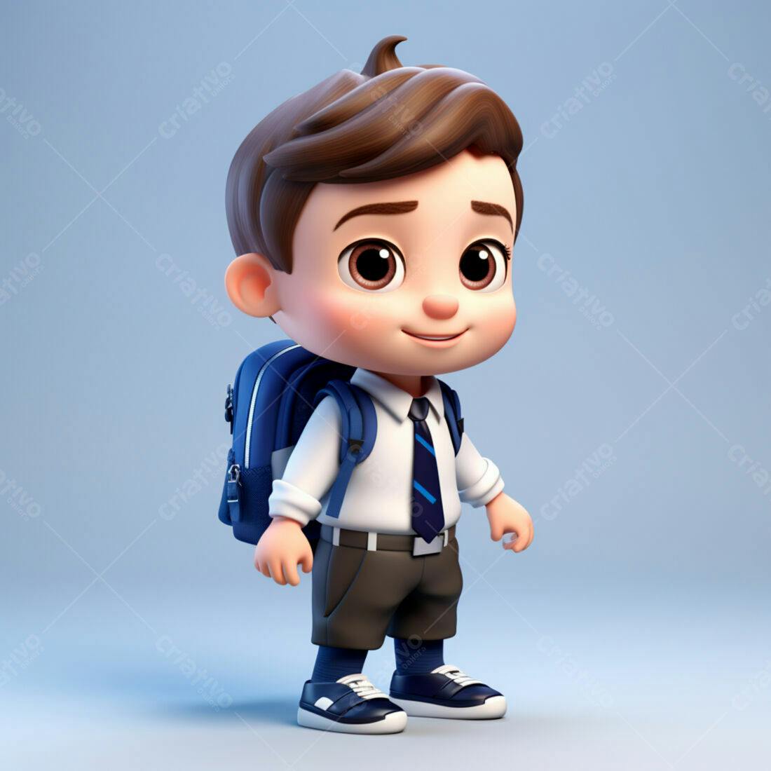 Menino fofo com mochila indo para escola