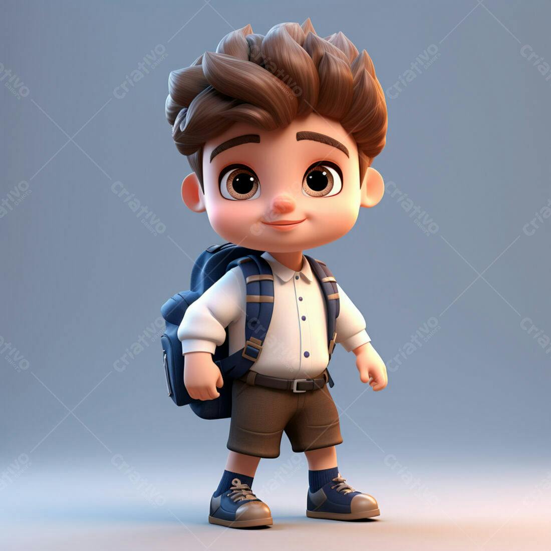 Menino com mochila indo para escola