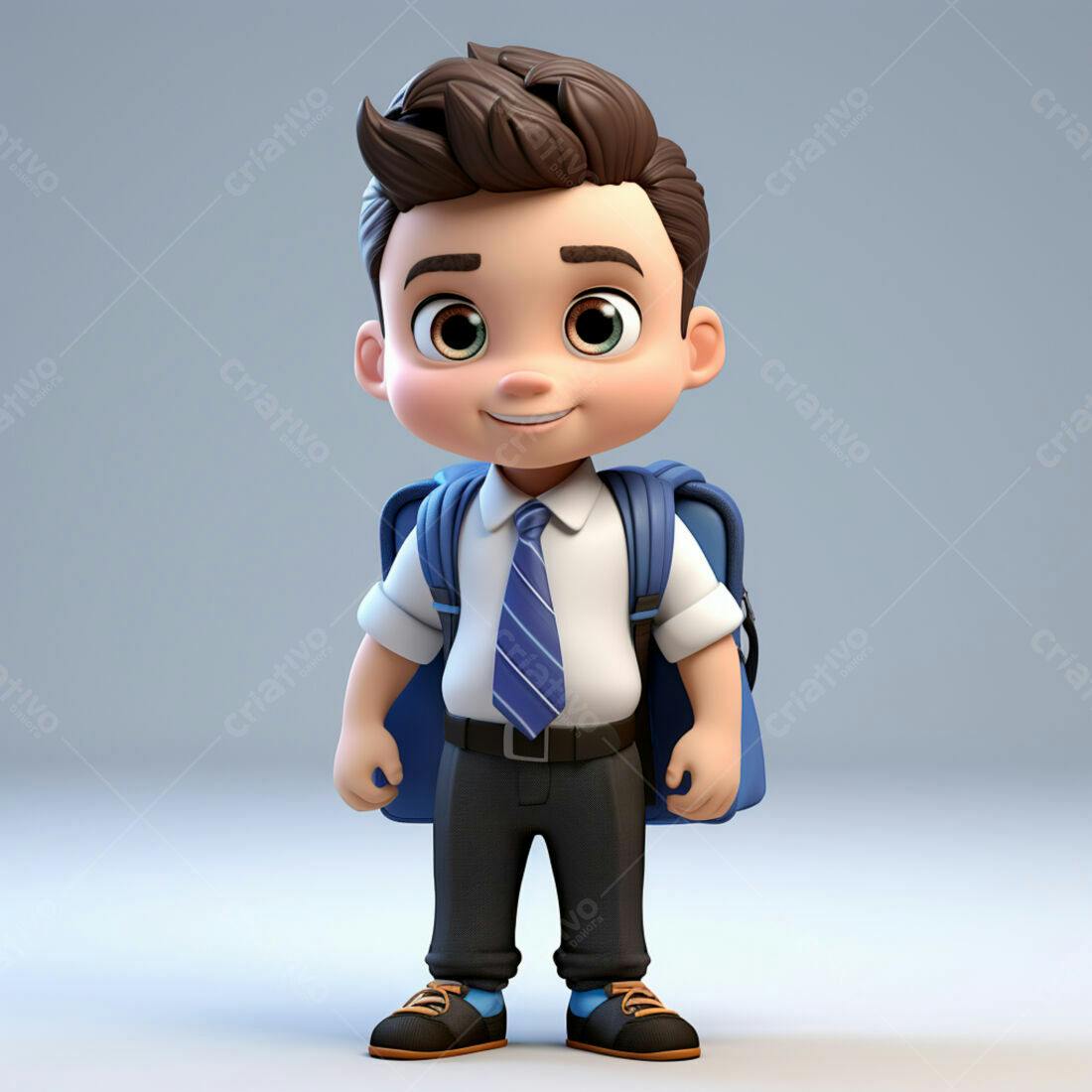 Menino com mochila indo para escola