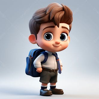 Um garoto com uma mochila nas costas, animação 3d 27