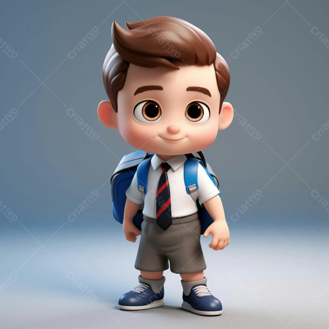 Menino fofo com mochila indo para escola