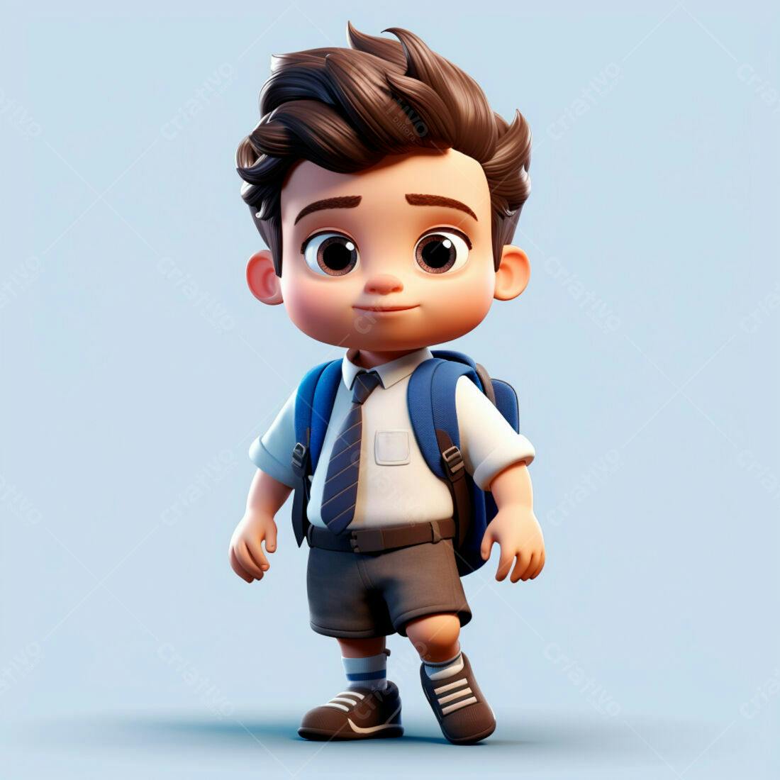 Menino fofo com uniforme escolar mochila