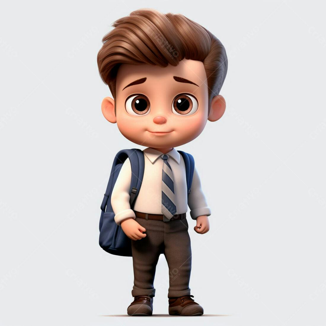 Menino fofo com mochila indo para escola