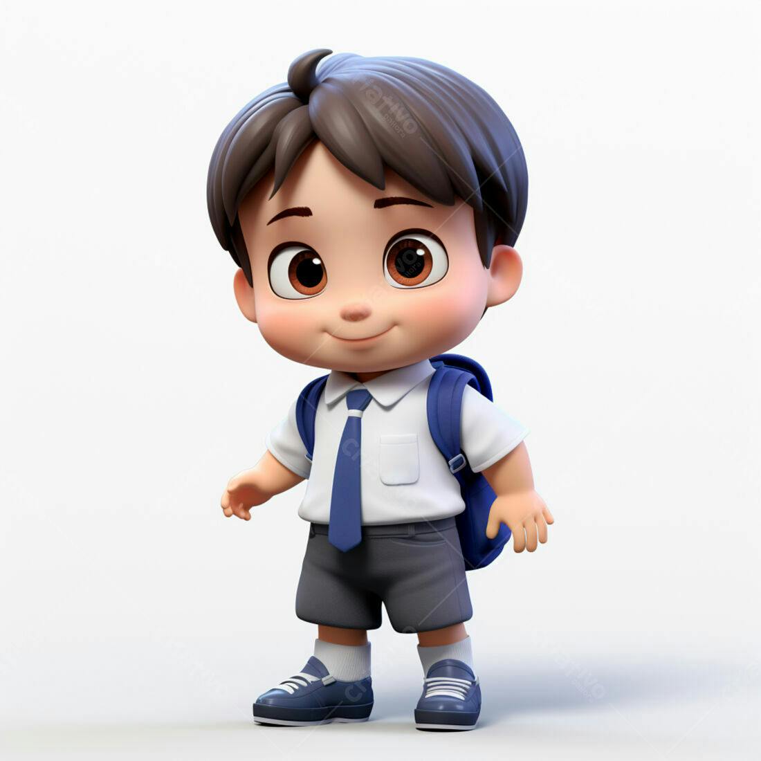 Menino fofo com uniforme escolar e mochila