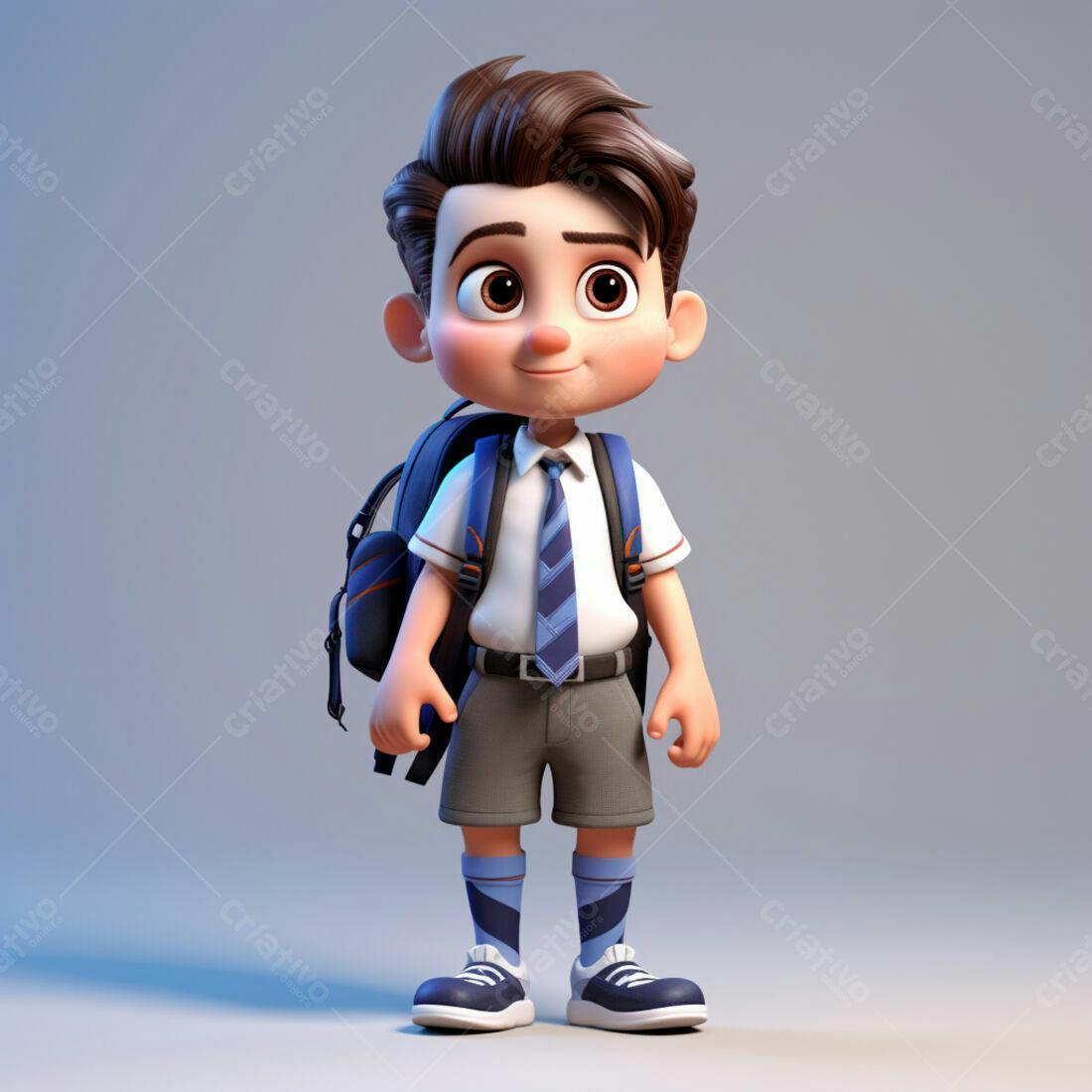 Menino animado indo para escola mochila nas costas