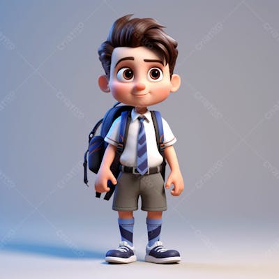  Um Garoto Com Uma Mochila Nas Costas, Animação 3D 34