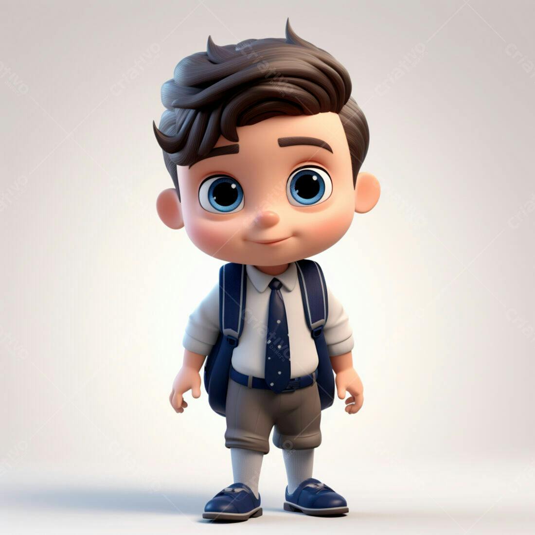 Menino com mochila uniforme escolar