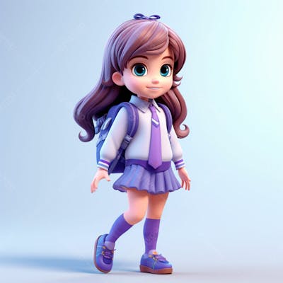 Uma Linda Garota Com Uma Mochila Nas Costas, Animação 3D 13