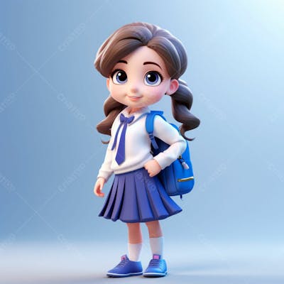  Uma Linda Garota Com Uma Mochila Nas Costas, Animação 3D 17