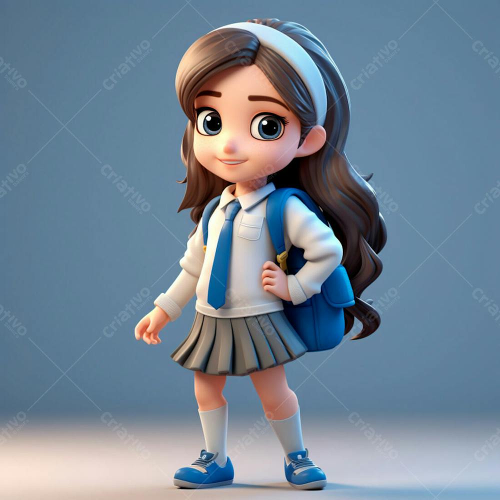  Uma Linda Garota Com Uma Mochila Nas Costas, Animação 3D 19