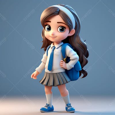  Uma Linda Garota Com Uma Mochila Nas Costas, Animação 3D 19