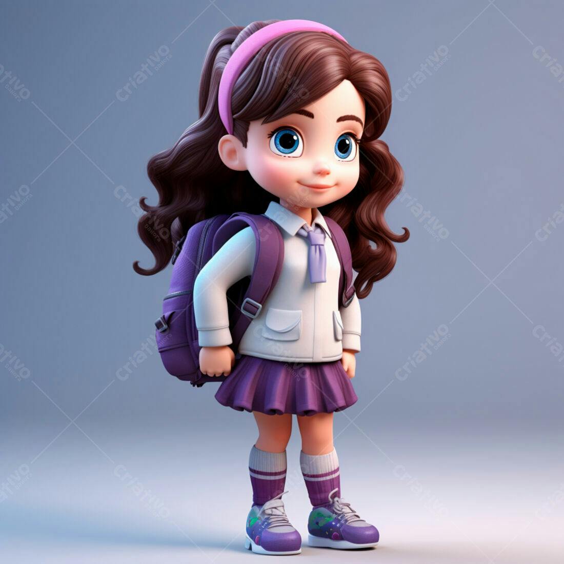 Menina fofa com mochila indo para escola