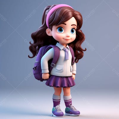  Uma Linda Garota Com Uma Mochila Nas Costas, Animação 3D 21