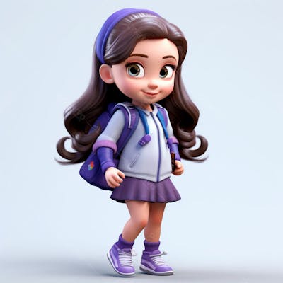  Uma Linda Garota Com Uma Mochila Nas Costas, Animação 3D 1