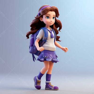  Uma Linda Garota Com Uma Mochila Nas Costas, Animação 3D 6