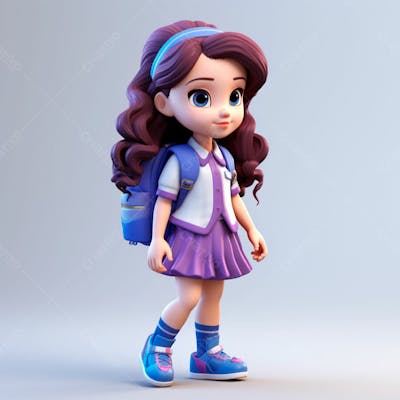  Uma Linda Garota Com Uma Mochila Nas Costas, Animação 3D 8