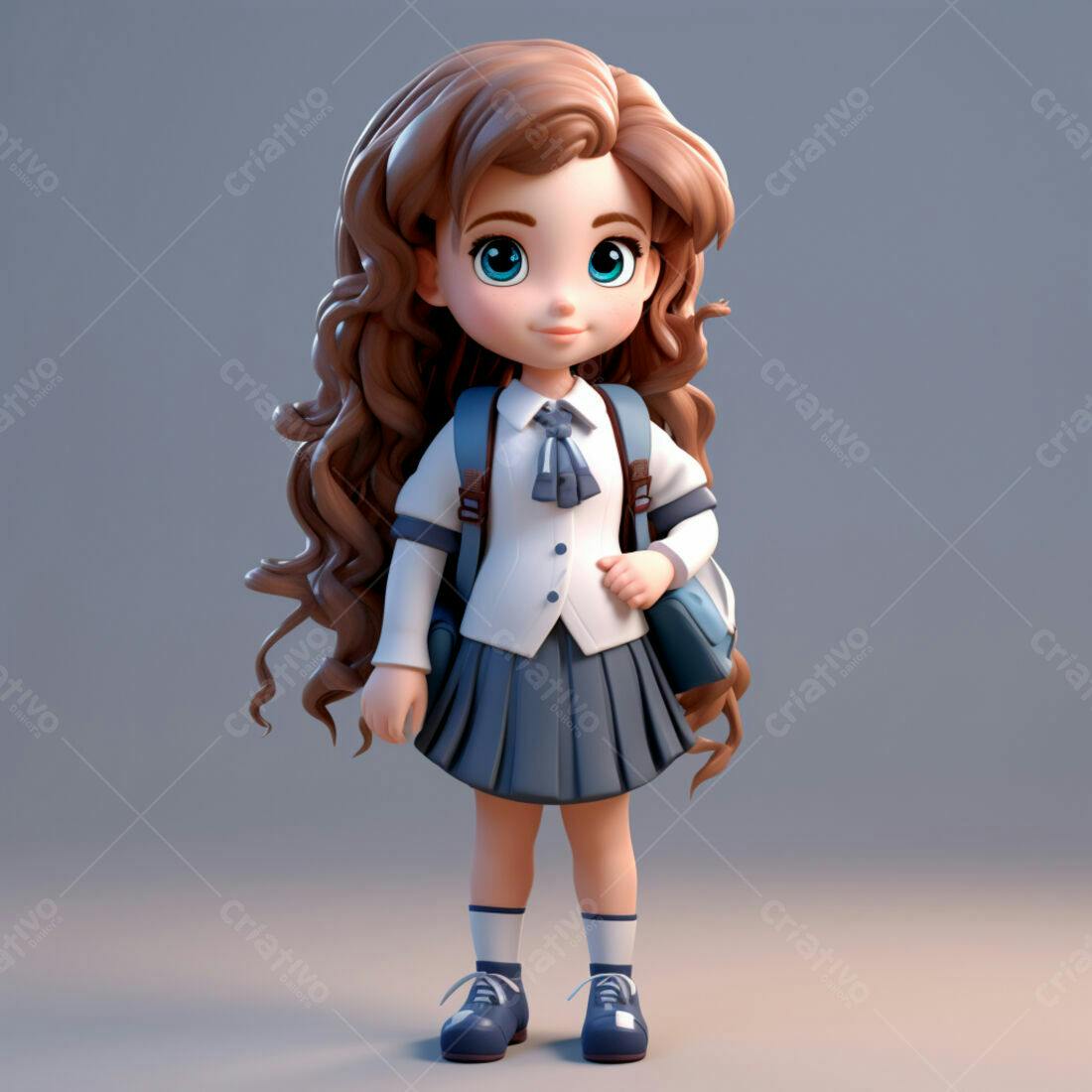 Menina fofa com uniforme escolar