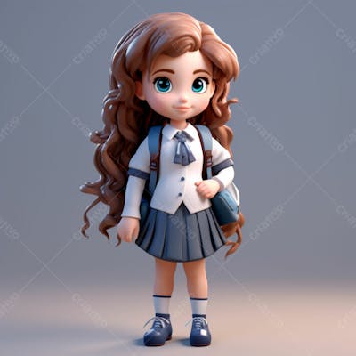  Uma Linda Garota Com Uma Mochila Nas Costas, Animação 3D 9
