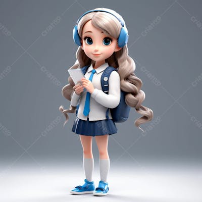  Uma Linda Garota Com Uma Mochila Nas Costas, Animação 3D 11