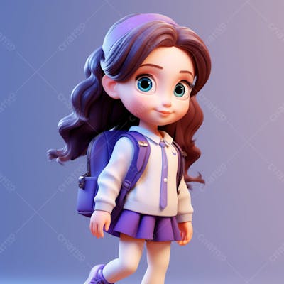  Uma Linda Garota Com Uma Mochila Nas Costas, Animação 3D 14