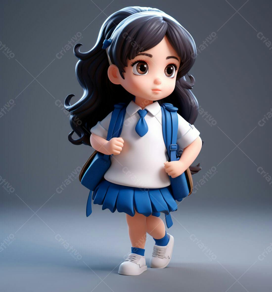Menina com mochila indo para escola