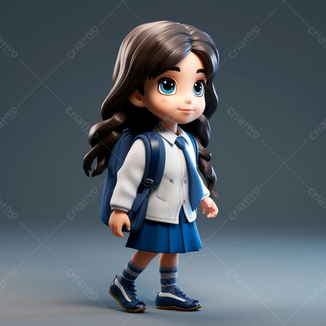 Menina com mochila indo para escola