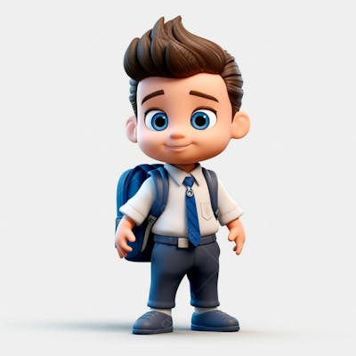  Um Garoto Com Uma Mochila Nas Costas, Animação 3D 2