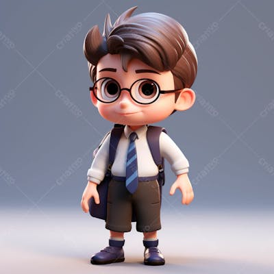  Um Garoto Com Uma Mochila Nas Costas, Animação 3D 3