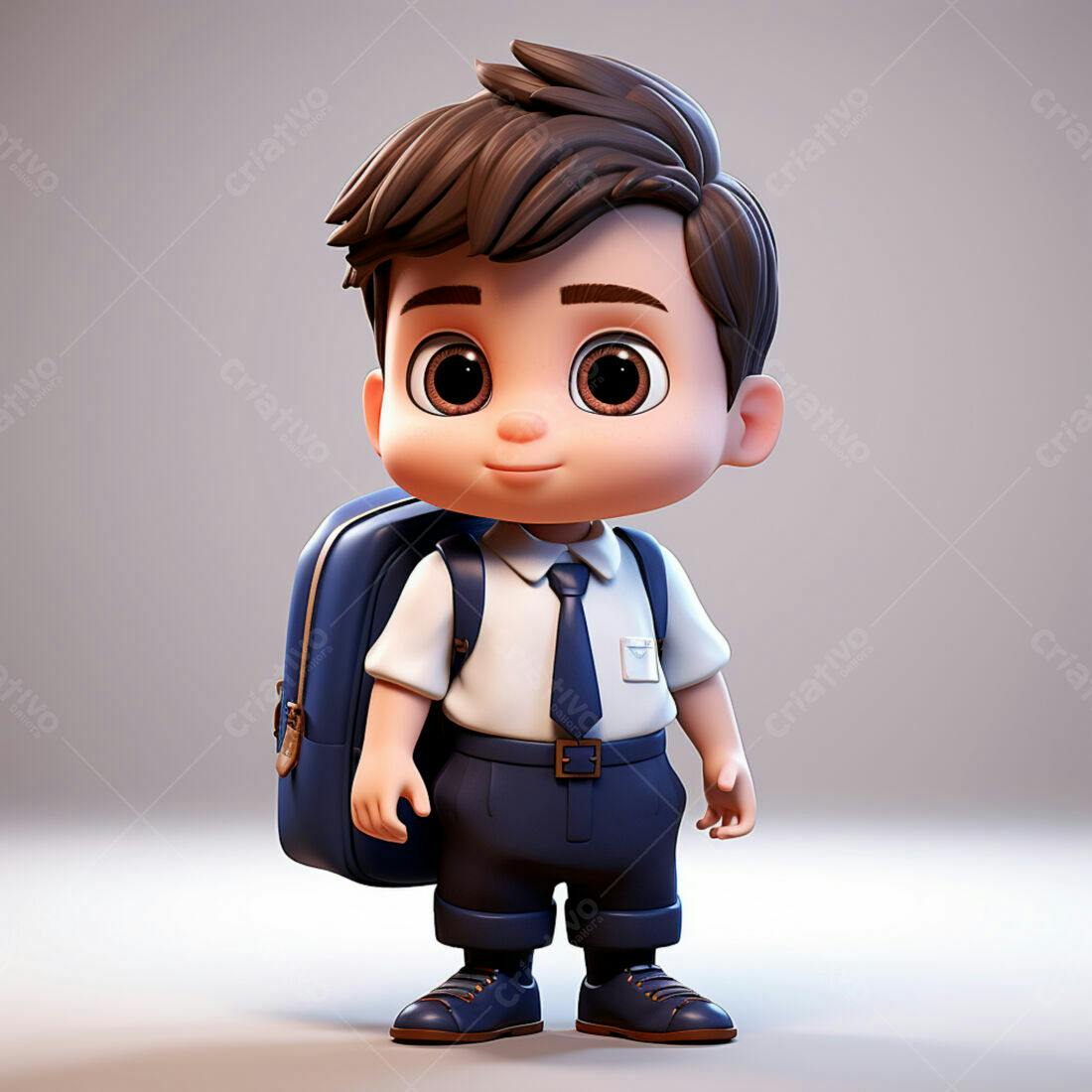 Menino fofo com mochila indo para escola