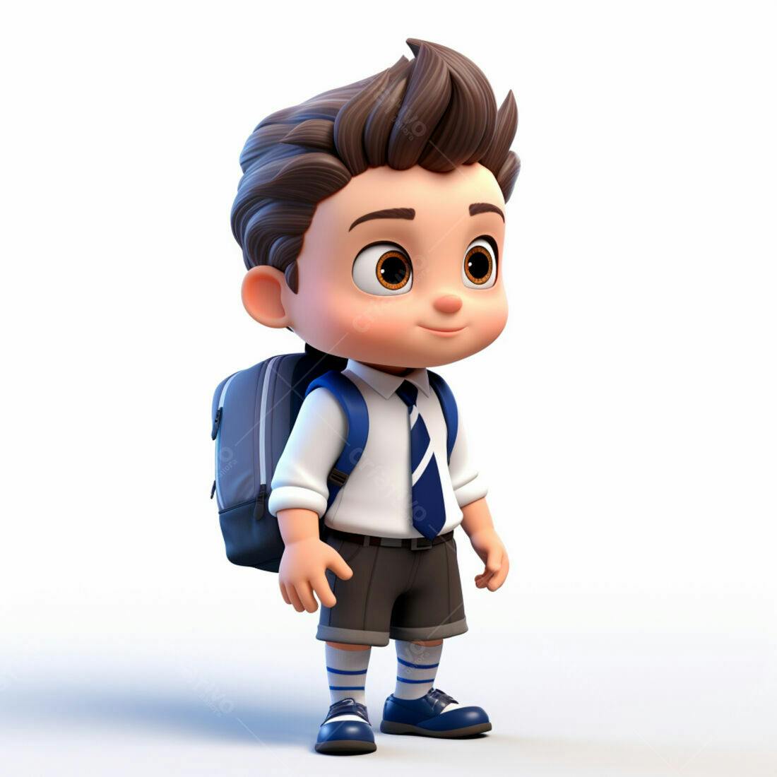 Menino fofo com mochila indo para escola