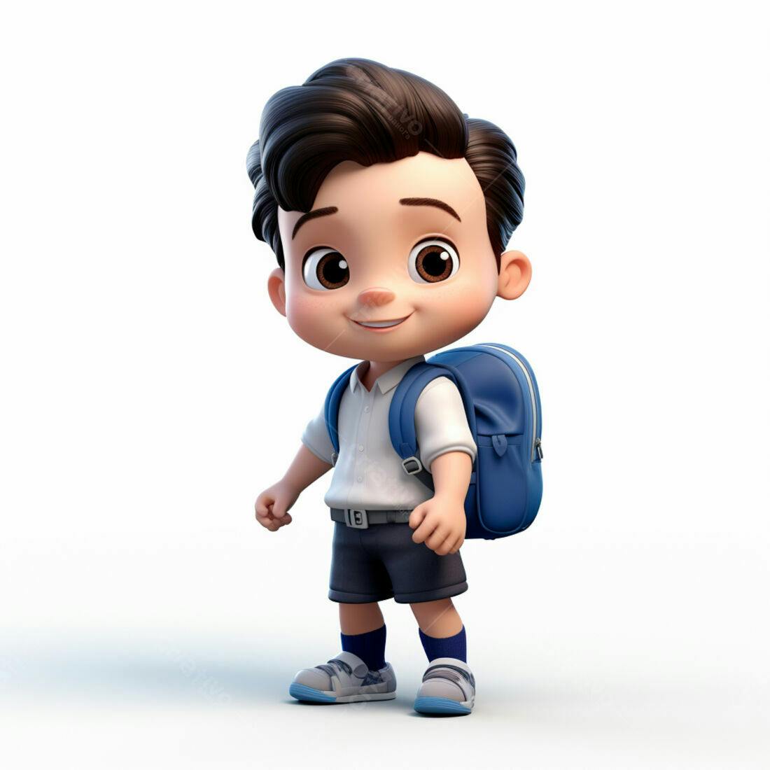 Menino feliz com mochila indo para escola