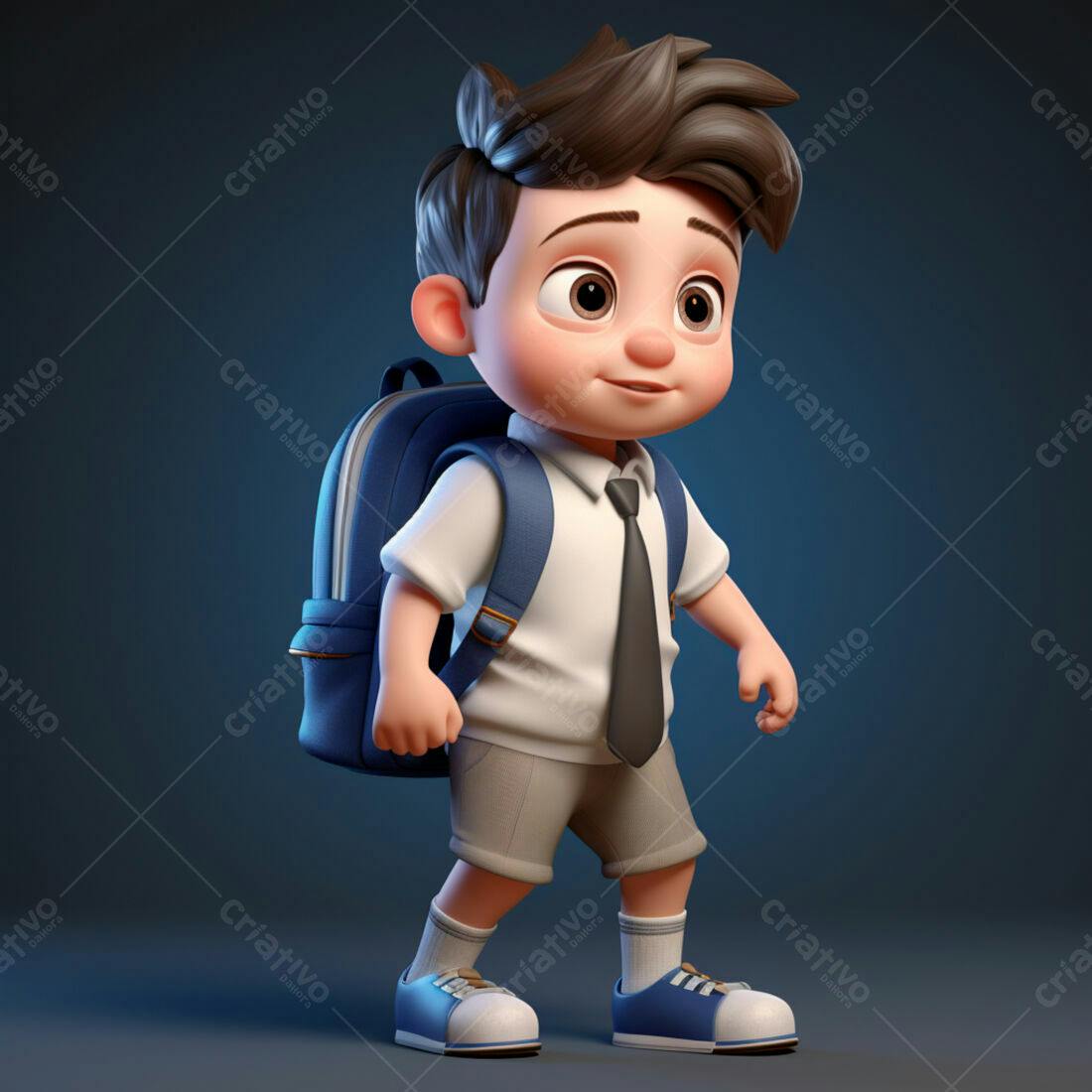 Menino fofo com mochila indo para escola