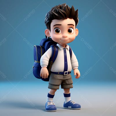  Um Garoto Com Uma Mochila Nas Costas, Animação 3D 36