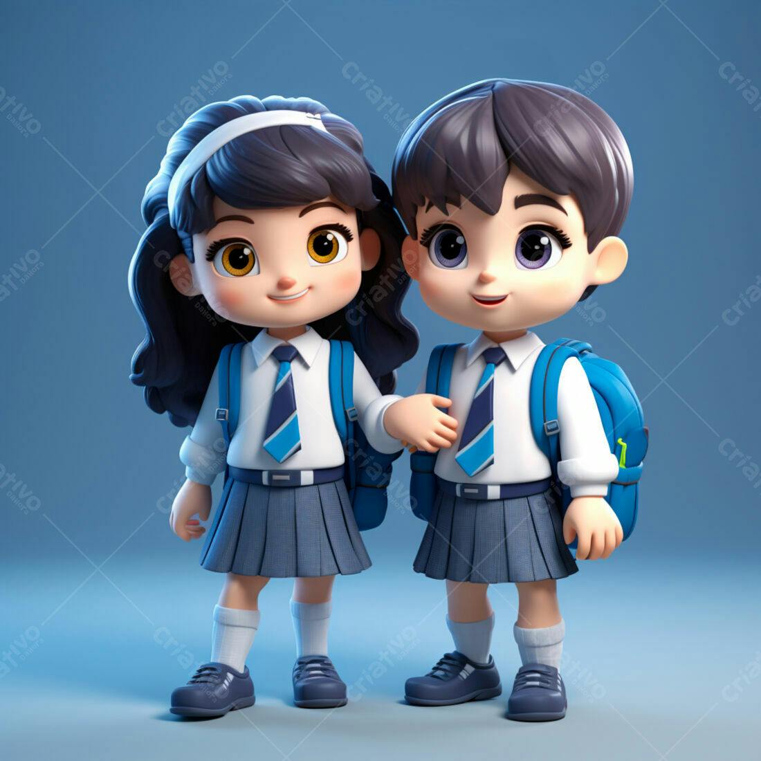 Crianças em uniforme escolar sorrindo