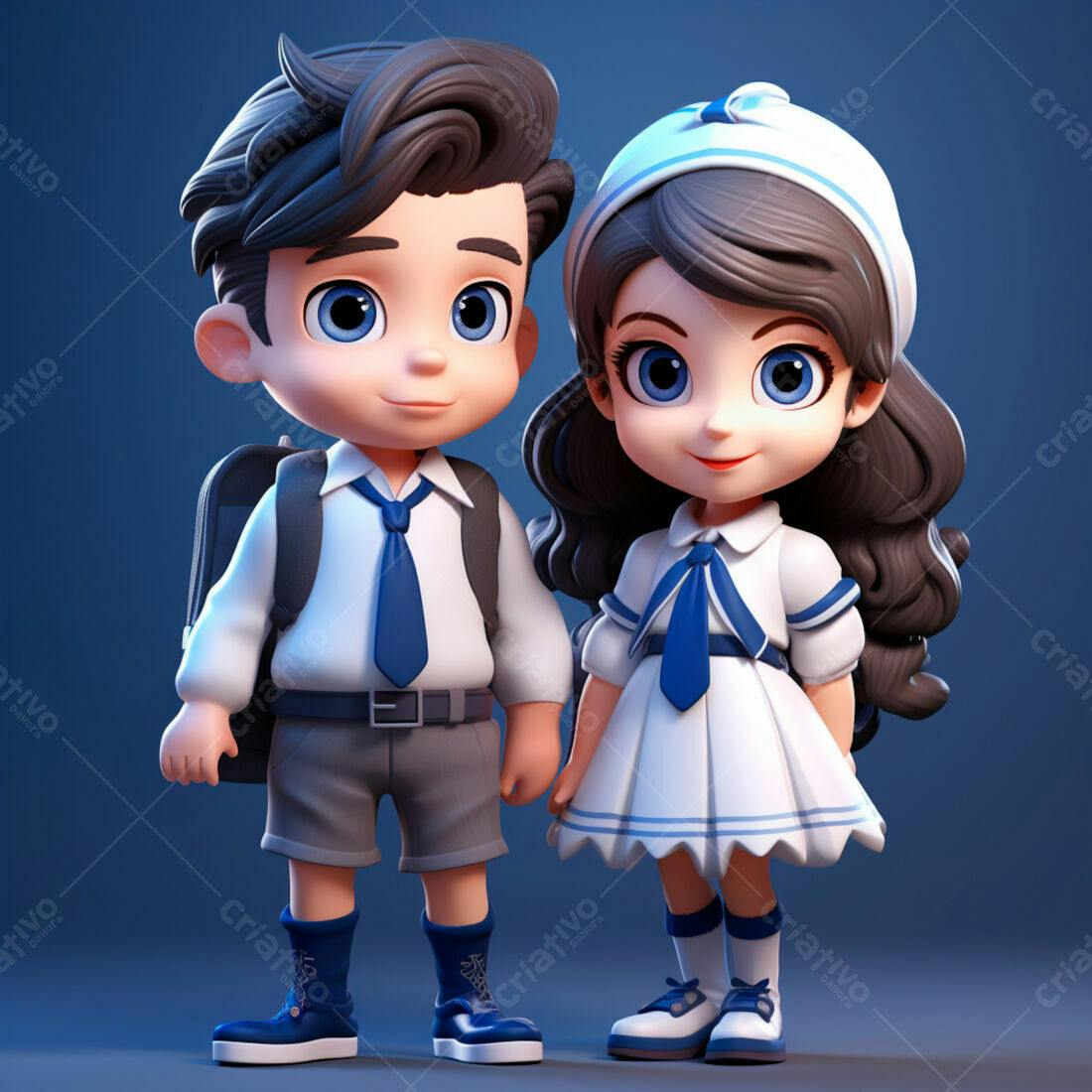 Duas crianças em uniforme escolar