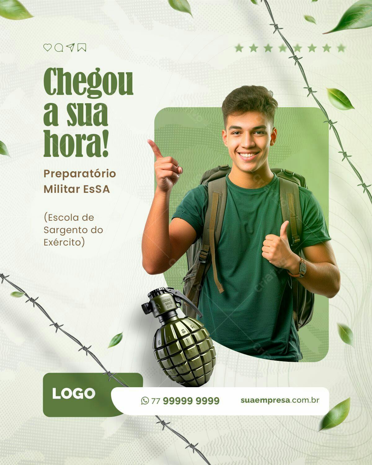 Flyer Preparatório Militar EsSA PSD Editável