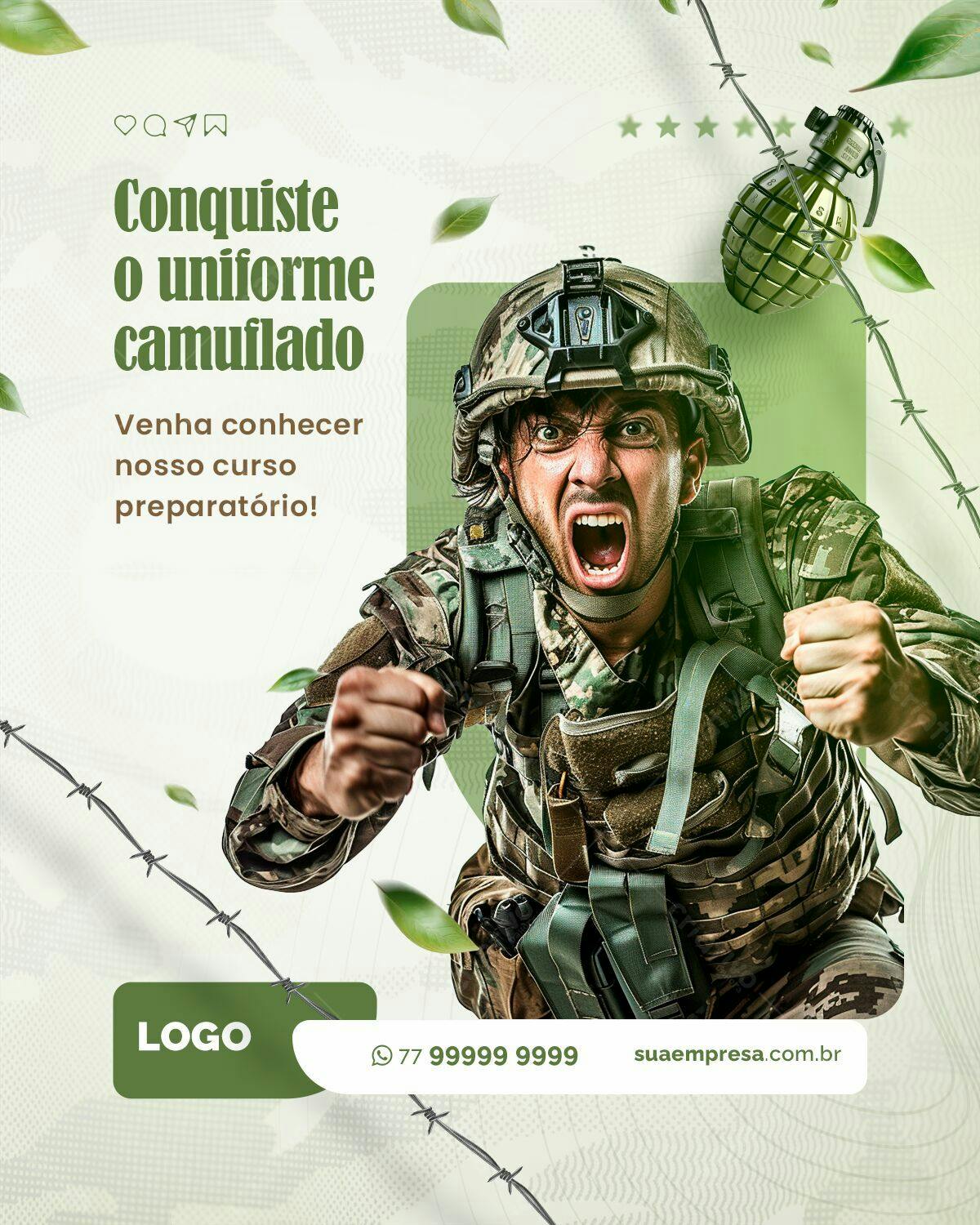 Flyer para Curso Preparatório Militar PSD Editável