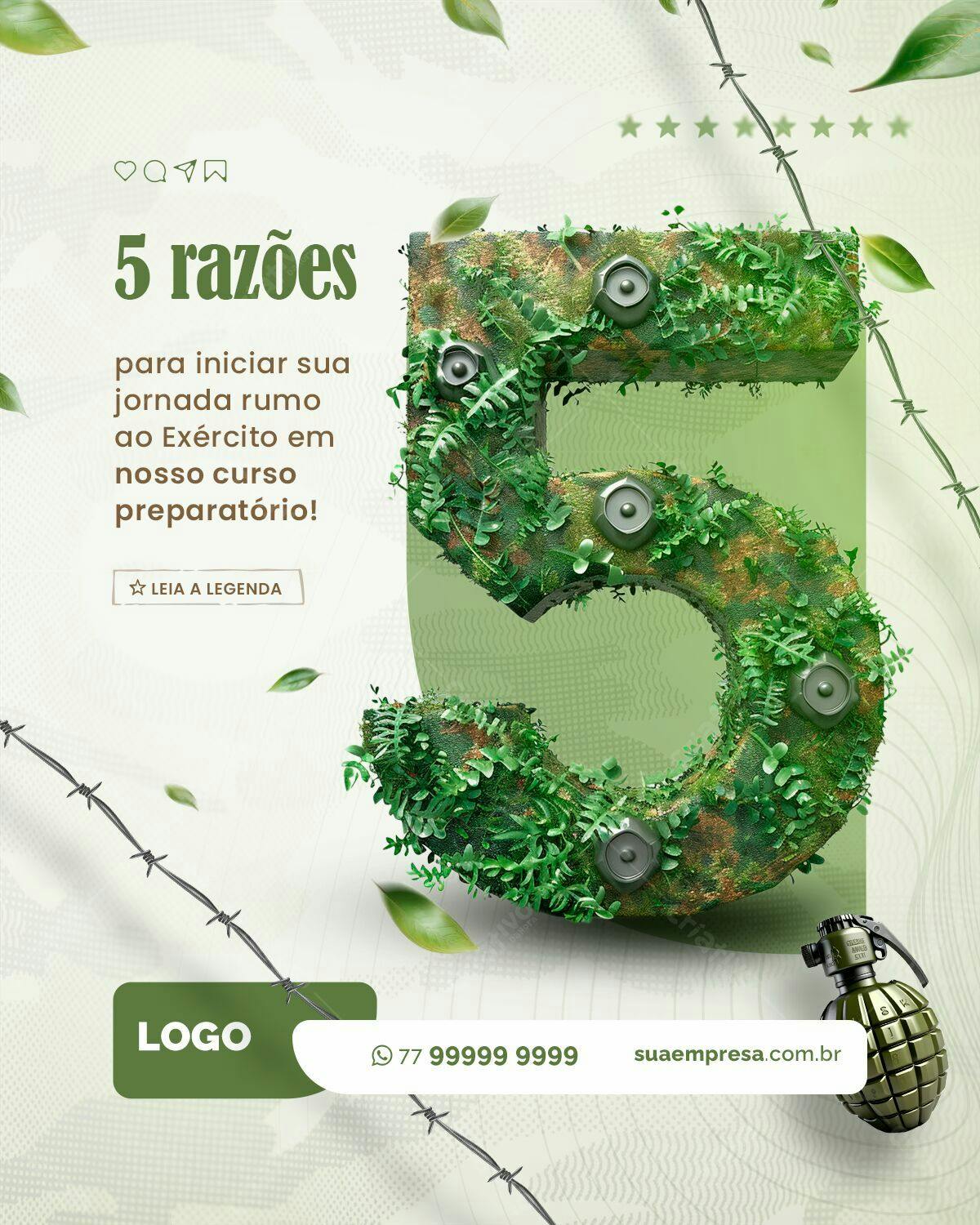 Flyer 5 Razões para Ingressar no Exército PSD Editável