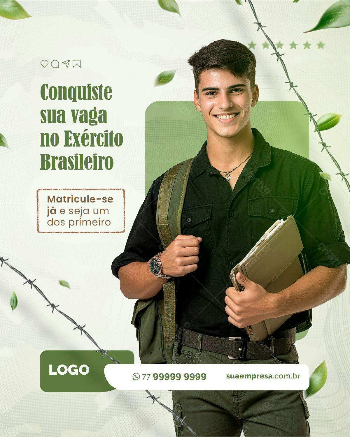 Flyer para Recrutamento Exército Brasileiro PSD Editável