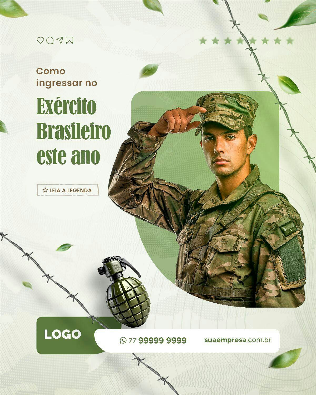 Flyer para Ingresso Exército Brasileiro PSD Editável