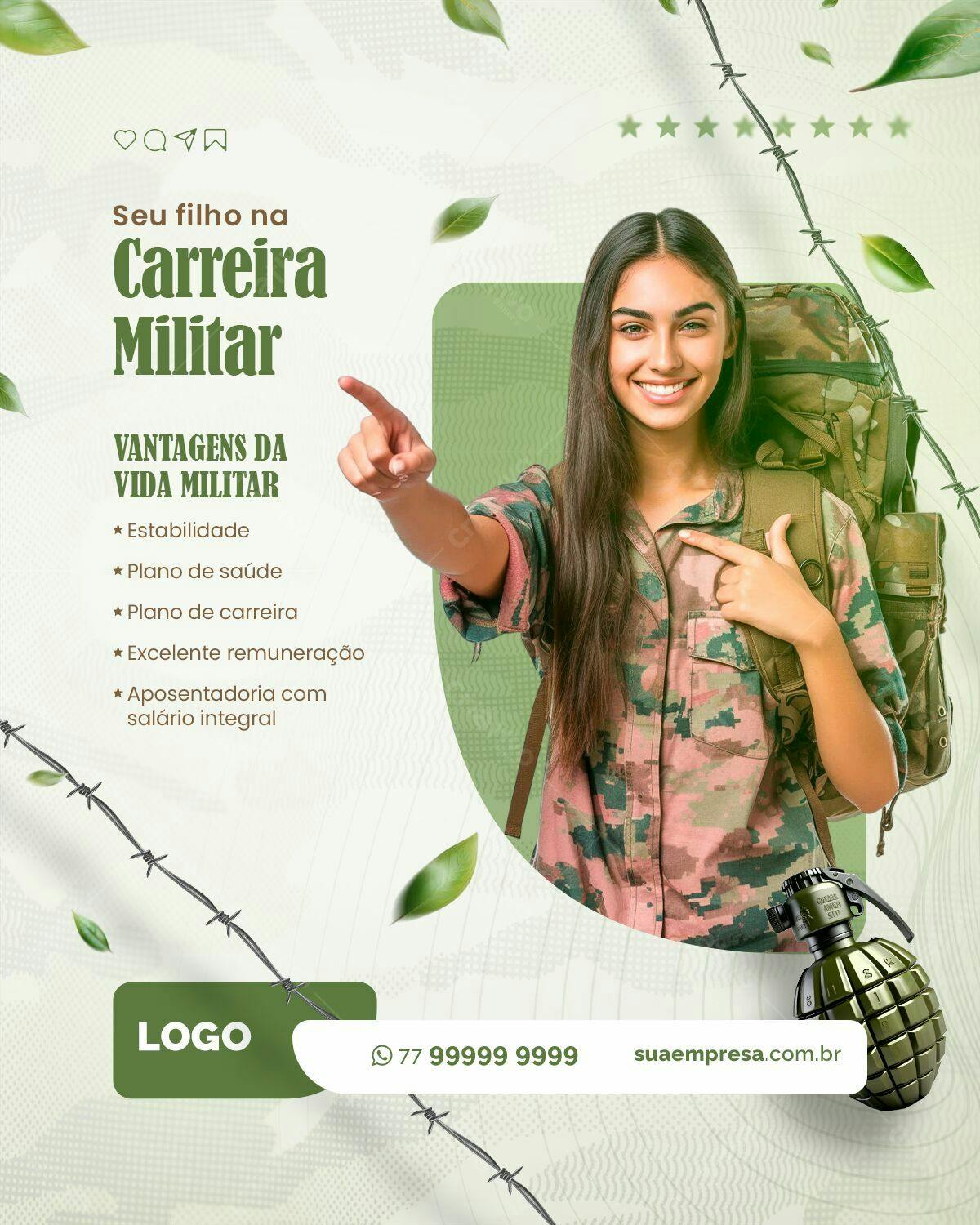 Postagem Carreira Militar PSD Editável