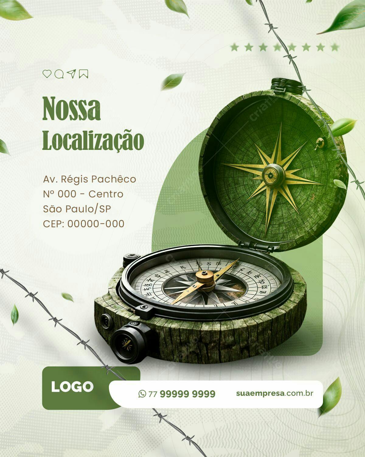 Flyer de Localização com Bússola PSD Editável