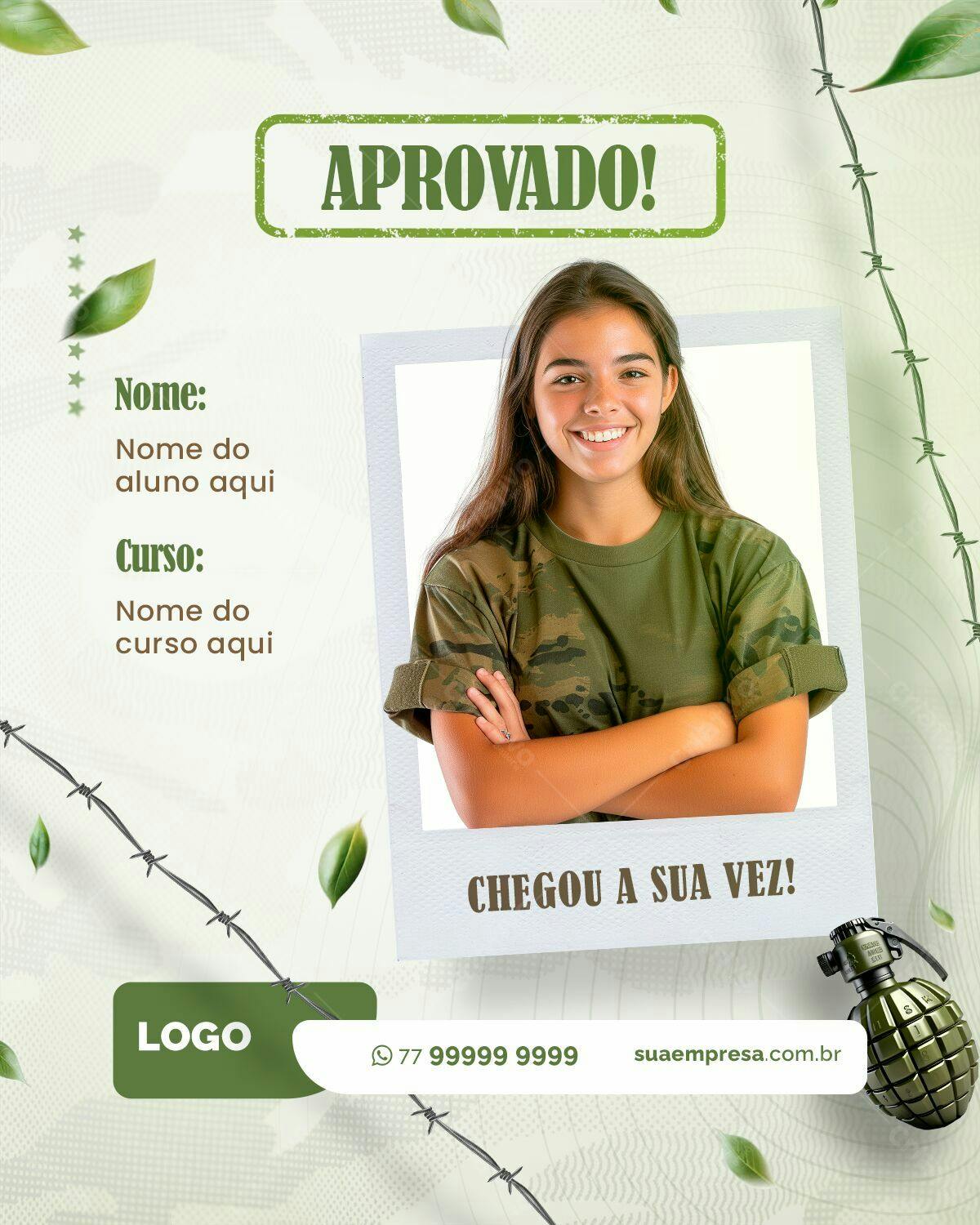 Certificado de Aprovação Curso PSD Editável