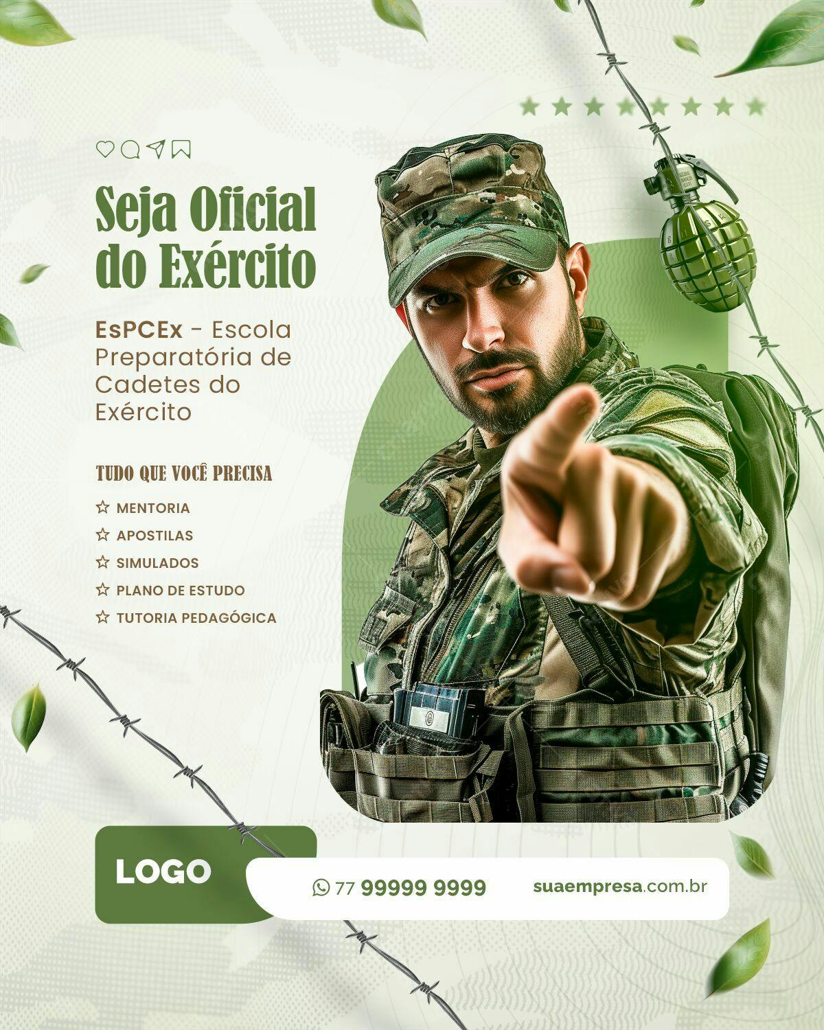 Flyer para Concurso do Exército PSD Editável