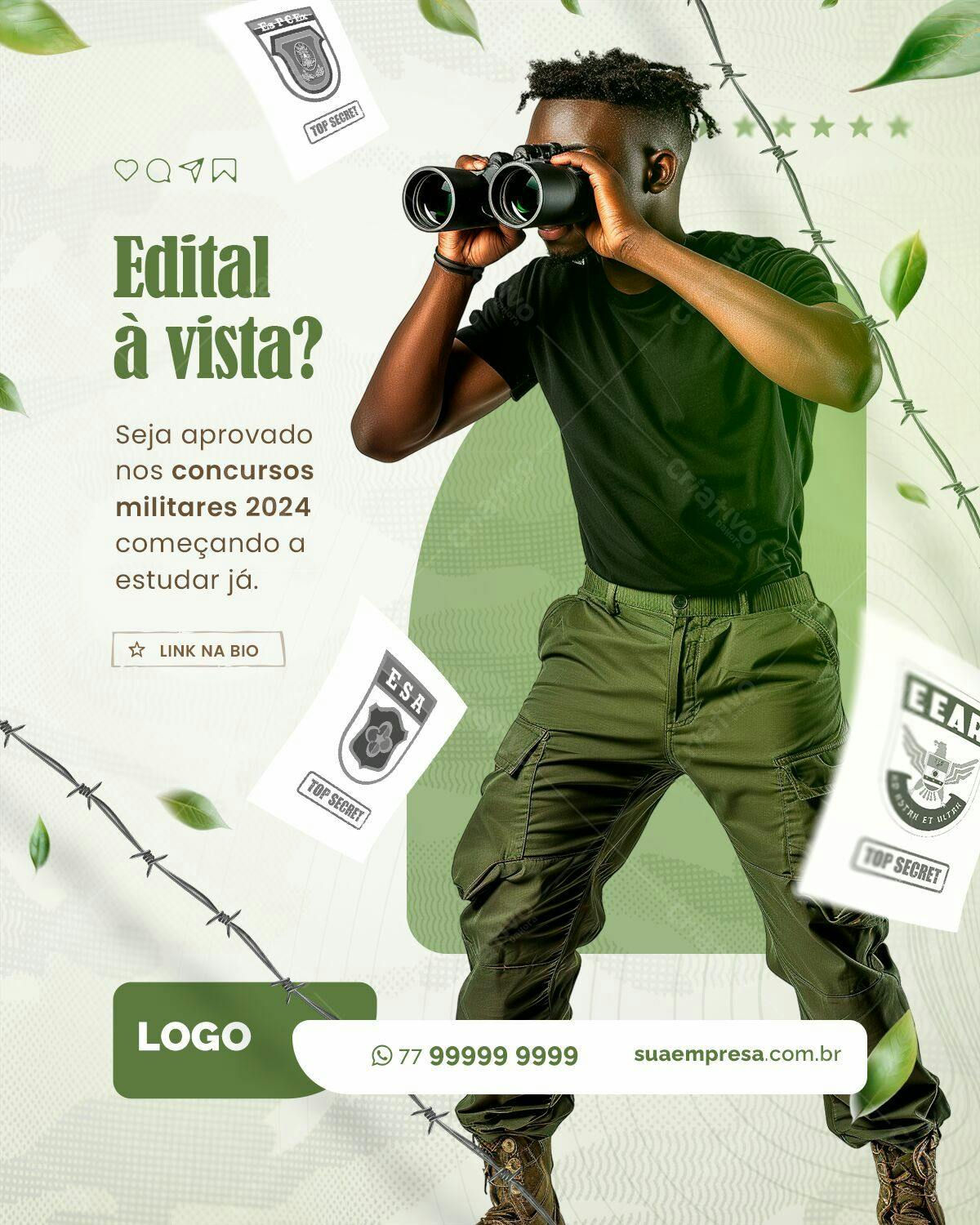 Flyer para Concursos Militares 2024 PSD Editável